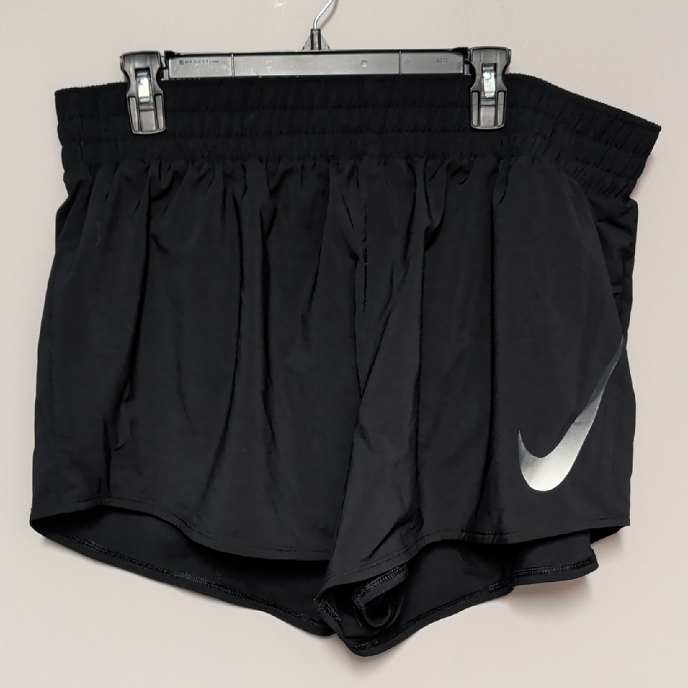 Nike Black Athletic Shorts with Silver Swoosh